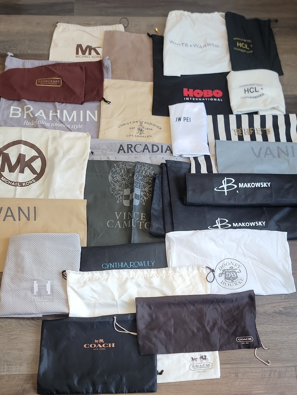 Coach Handbag Plus Assorted Designer Bag Dust Covers - Mixed Brands 30 Total